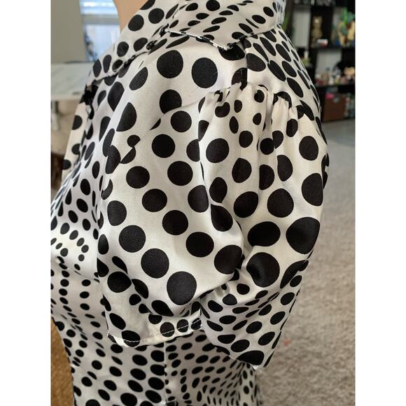 BCX Polka dot button down blouse sz S - Picture 3 of 7